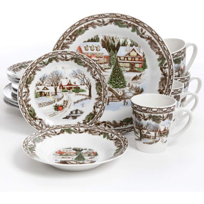 Service de table 16 pièces Gibson Christmas Toile
