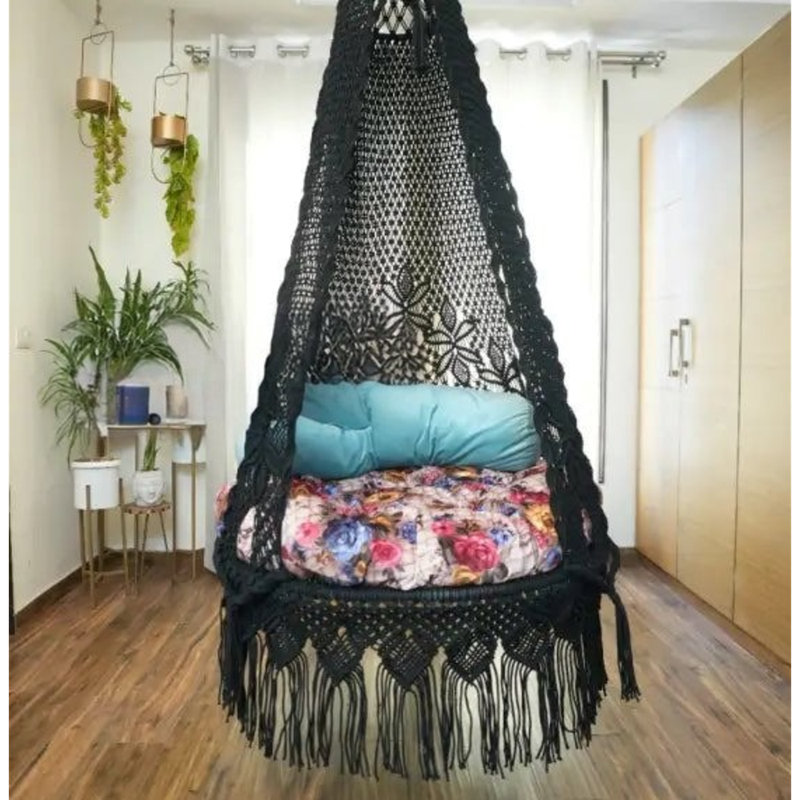 Charcoal Jade Single Seater Hanging Swing For Indoor Outdoor Comfort