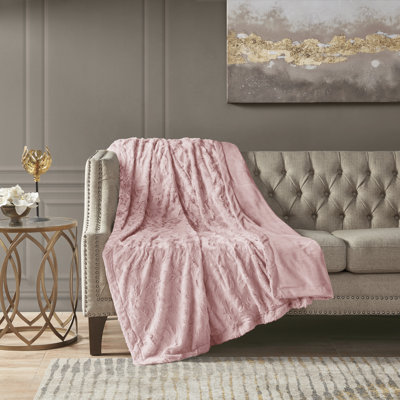 Jeté ultra-doux en fausse fourrure 60 x 70 po Zuri Blush
