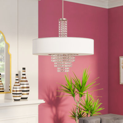 Lustre cylindrique avec accents de cristal Claudelle