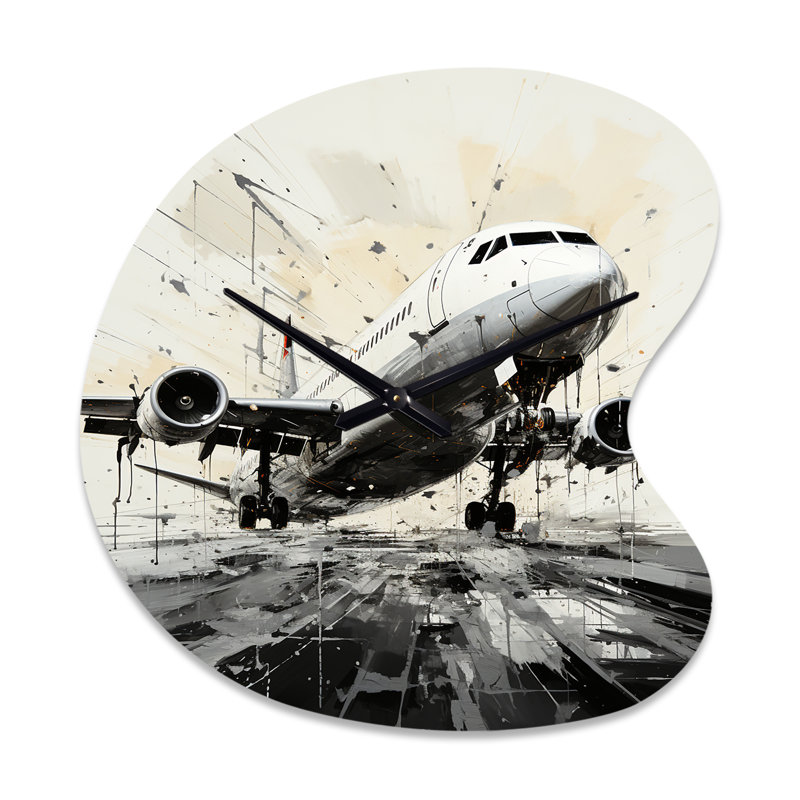 Abstracted Plane Flight Path - Drop Shape Gray Wall Clock Sculpture, Small