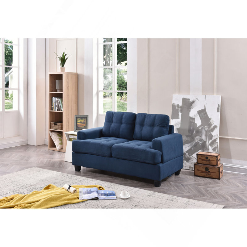 Chic Transitional Loveseat In Navy Blue, Navy Blue
