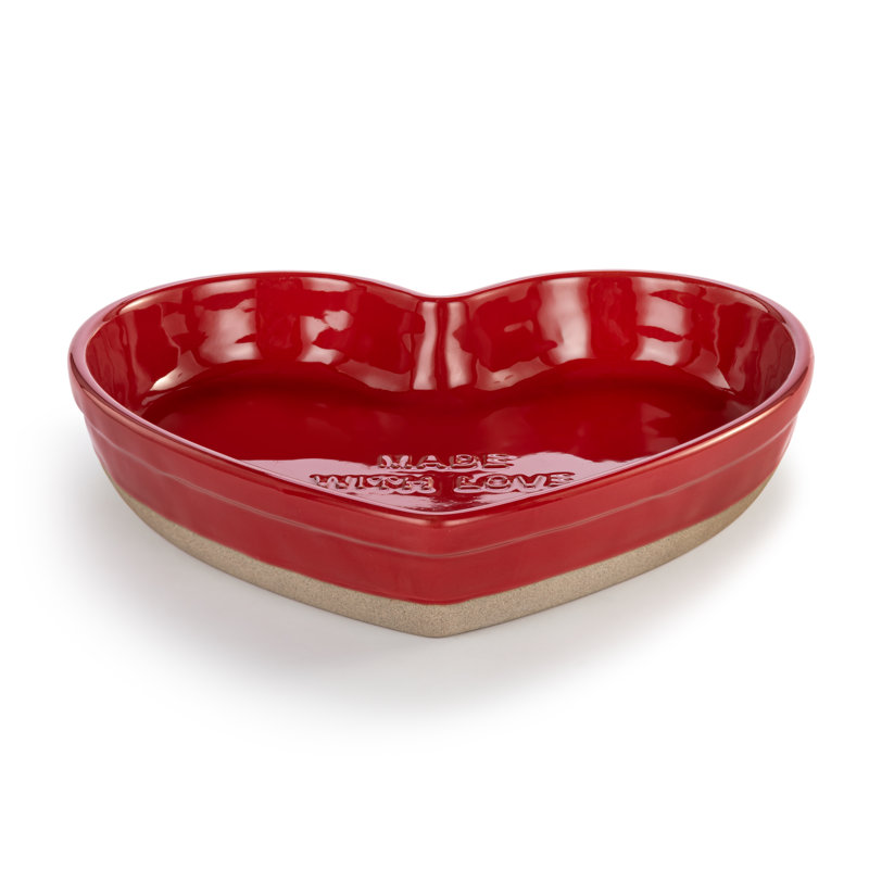 Red Made With Love Heart Baking Dish - 9.5In