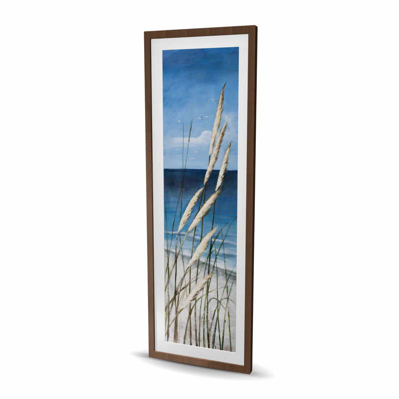 Imprimé d'herbes sauvages dans la plage du vent | Décoration encadrée beige