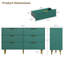 Commode 6 tiroirs cannelée pour chambre à coucher, commode en bois avec poignées en métal pour le rangement du salon ou du couloir-41793254