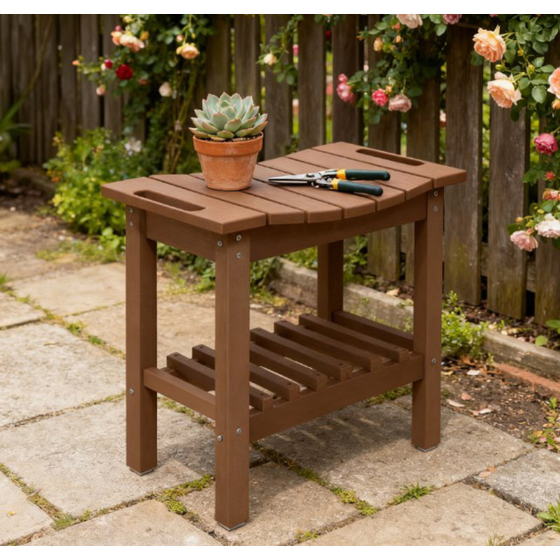 Shower Bench, Shower Stool With Handle, Storage Shelf Bench, Brown