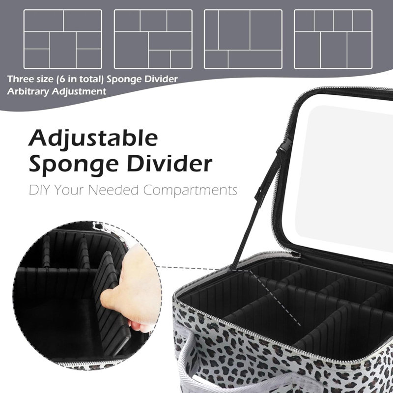 Trousse de maquillage avec miroir et trousse de voyage légère pour maquillage, Noir / blanc