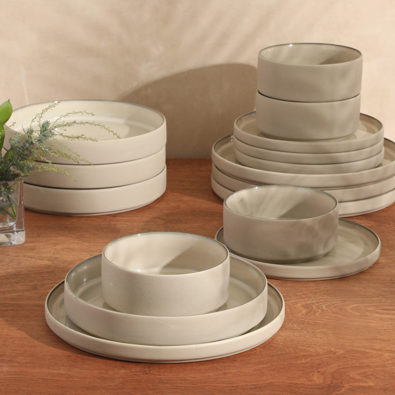 Service de table en grès cérame 16 pièces Gibson Elite Liberty Bay, Gris