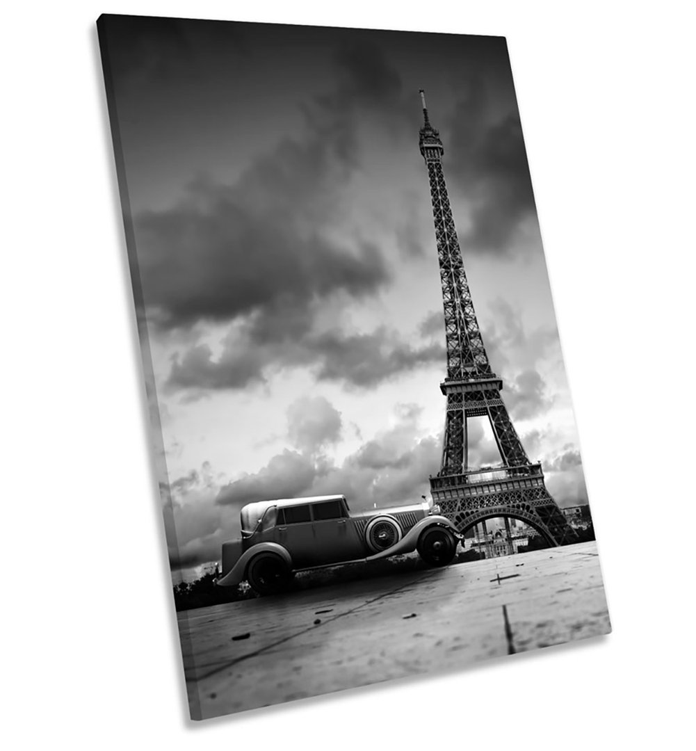 Paris Eiffelturm Oldtimer Gerahmte Leinwand Wandkunst Bilddruck