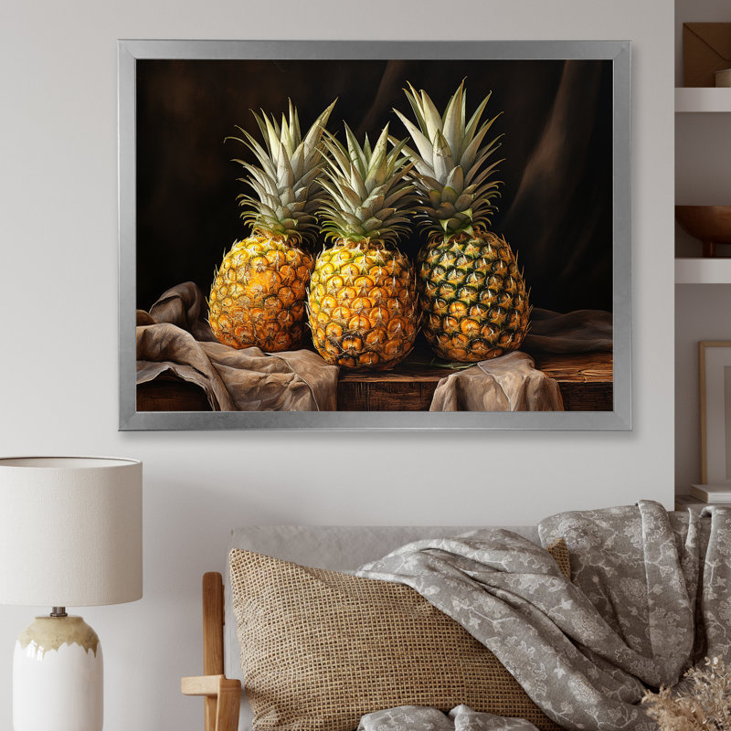 Juice Pineapple Bliss sur impression sur toile, H 16 po x l 32 po x P 1 po, Cadre photo argenté