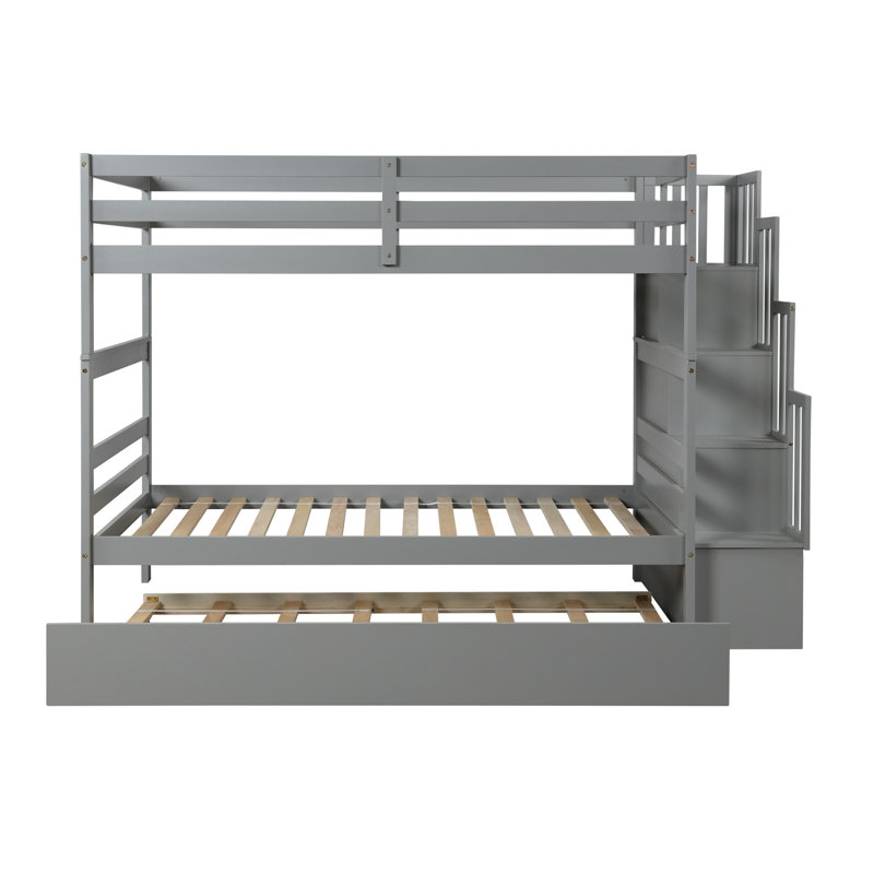 Lits superposés avec fonction de rangement pour lit gigogne et escalier, Gris