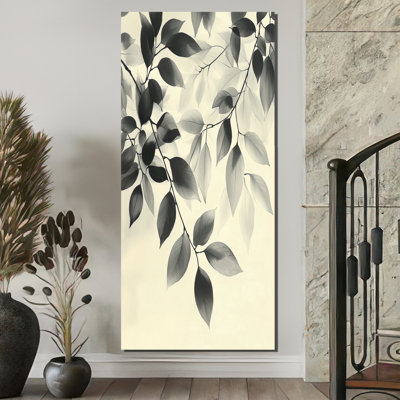 Ramcha noir et beige feuilles doux brise III - feuilles, art mural