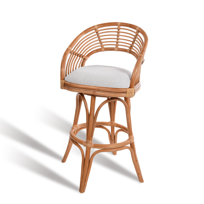 Danetra Swivel Stool, Beige/Honey Brown Frame, Counter Stool (27" Seat Height)