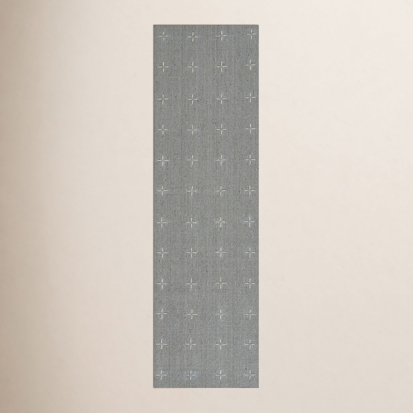 Patton Light Blue Hand-Loomed Geometric Wool Rug, Runner 2'3" x 8'