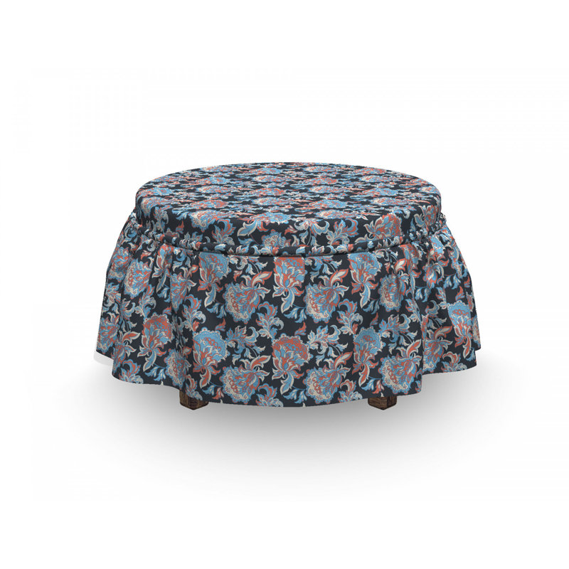 Housse pour repose-pieds folk fleurs