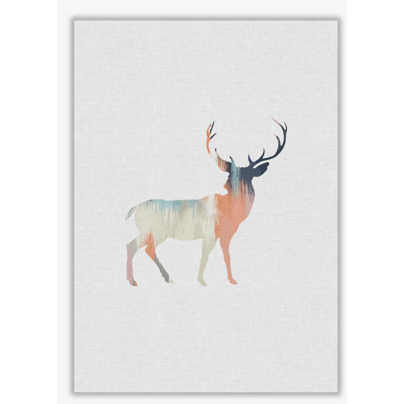 Pastel Deer I - Print, 84.1cm H x 59.4cm W x 4cm D, Wrapped Canvas