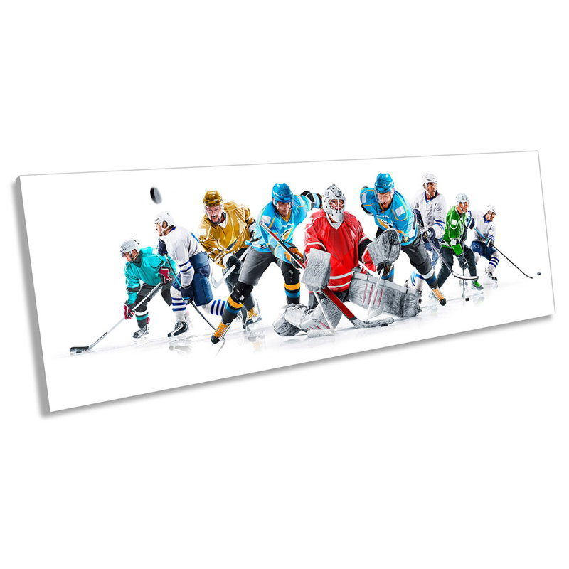 Ice Hockey Players - Wrapped Canvas Panoramic Print, 40.64cm H x 121.92cm W