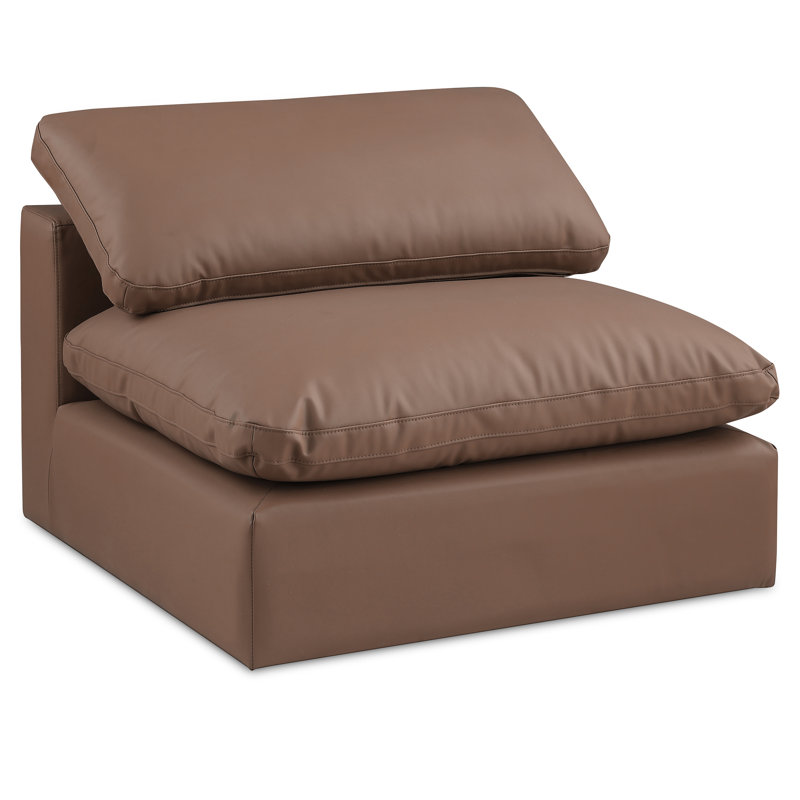 Fauteuil l 40 po, Cuir brun végétalien