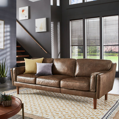 Hewett Tan Oxford Leather Sofa