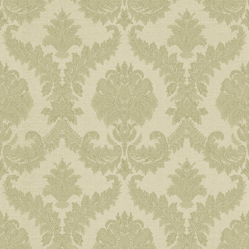 Italian Silks and Damasks 10.05m x 53cm Textured Satin Wallpaper Roll, Green