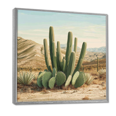 Cactus et les montagnes du désert III - Cactus grand, art mural