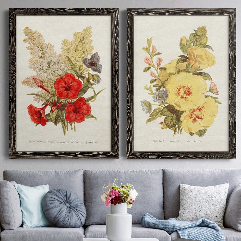 Antique Floral Bouquet V, toile encadrée de qualité supérieure - prête à être accrochée, H 37,5 po x l 55 po x P 1,5 po, Noir