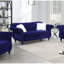 Ensemble de canapé 2 pièces Meuble de salon en velours indigo rembourré Causeuse en cristal