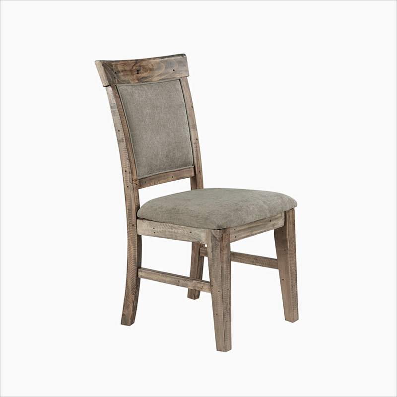 Gray Upholstered Solid Wood Dining Side Chair Set