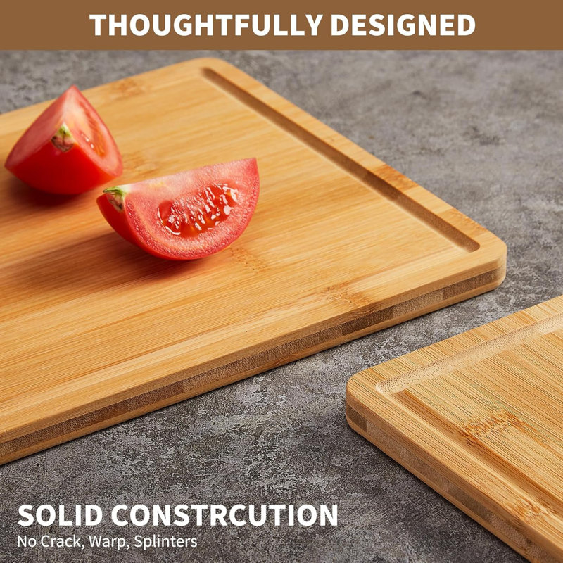 3-pieces Wood Bamboo Cutting Board Set 0.6'' Thickness