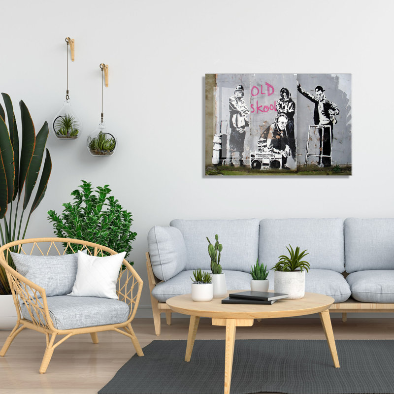 Superbe peinture sur verre trempé Banksy de 27,6 po x 39,4 po | 100% verre trempé, épaisseur: 0,16 pouce | Art mural élégant pour la décoration intérieure | Design contemporain unique, parfait pour les salons et les bureaux