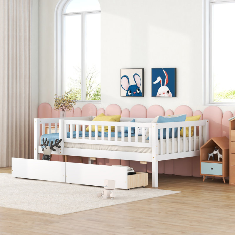 Daybed Wood Bed With Two Drawers, Twin, White
