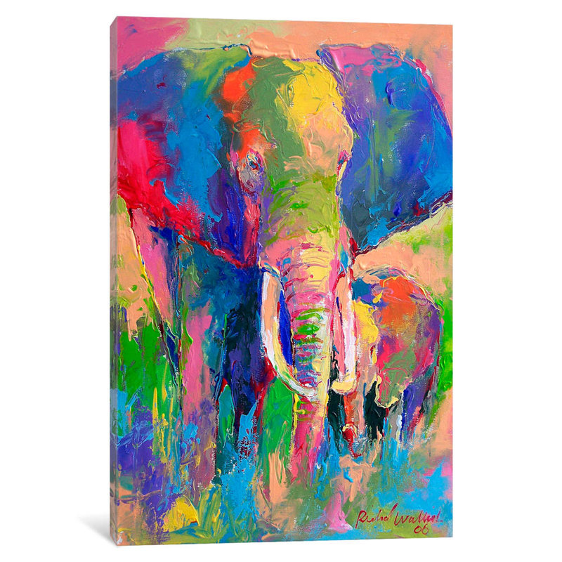 Elephant by Richard Wallich - Painting on Canvas, No Frame, 66.04 cm H x 45.72 cm W x 1.91 cm D