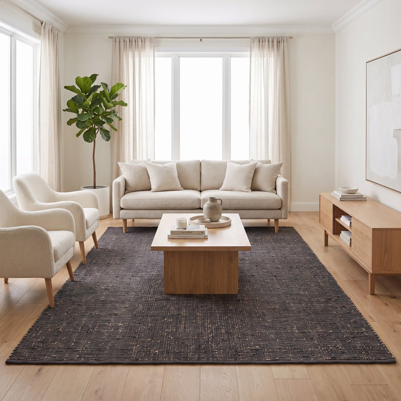 Tapis campagnard en jute et coton Colston, Rectangle 6 pi x 9 pi