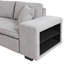 Lit modulaire convertible avec rangement, L 104,5 po, 2 tabourets, canapé-lit en lin gris et méridienne réversible