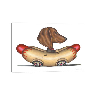 Dachshund Wienermobile by Danny Gordon - Wrapped Canvas Print
