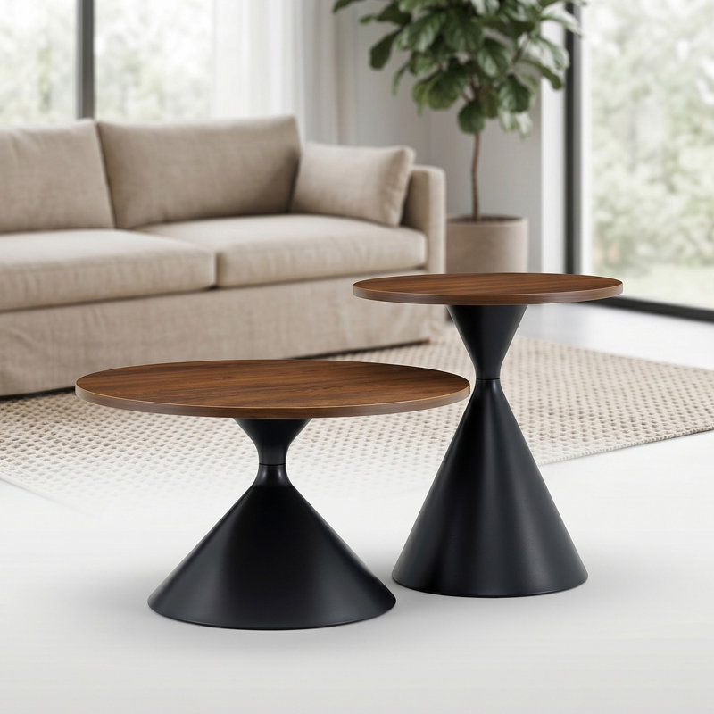 Ensemble de tables basses 2 pièces, Noyer, noir