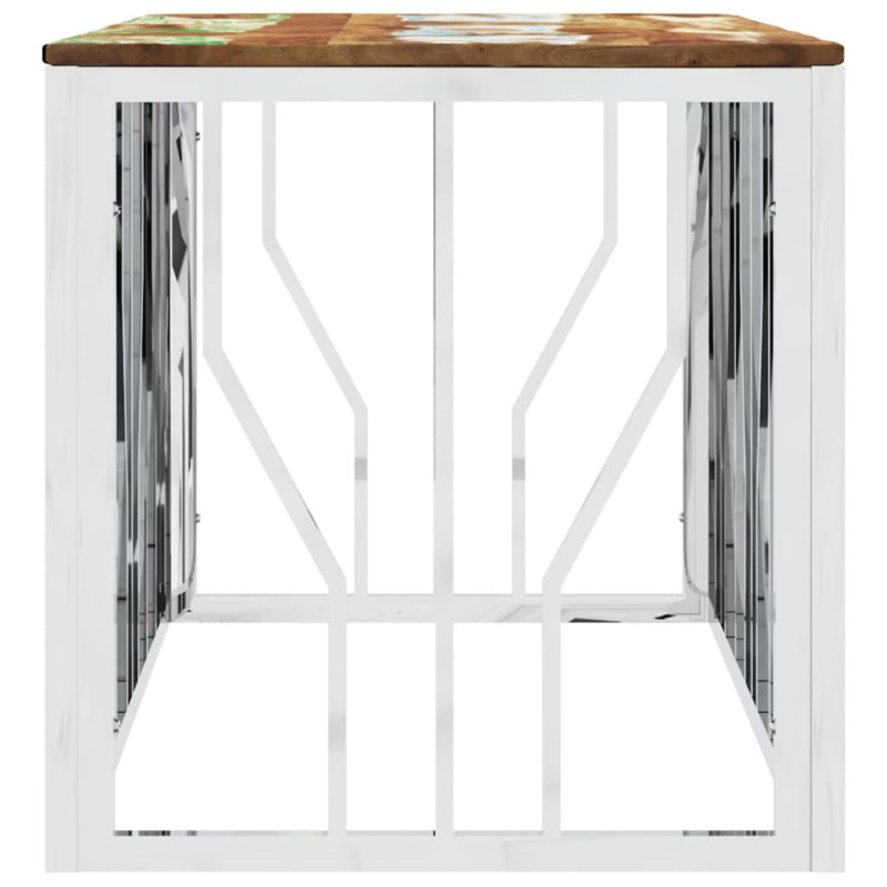 Caran Floor Shelf Coffee Table, Distressed Brown/Silver