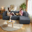 Canapé modulaire 105 po avec méridienne gauche, siège modulaire profond, sans assemblage requis, gris-78362565