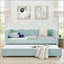 Divan-lit rembourré polyvalent 3 en 1 avec couchette coulissante et poches de rangement latérales, idéal pour les espaces multiples et les espaces restreints-131208703-131208704