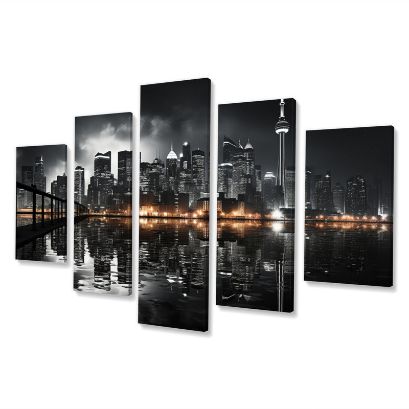 Canada Cityscape Noir I sur toile, reproduction de 5 pièces