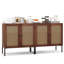 Oullins, ensemble de 2 buffets en rotin avec tablettes réglables en noyer-326424142