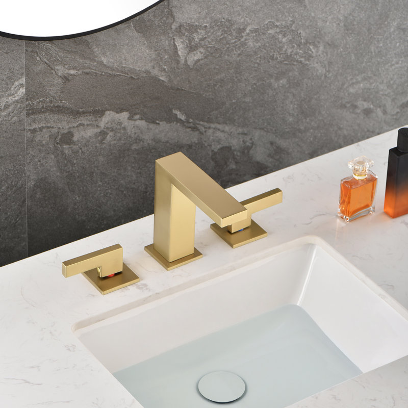 SUMERAIN Widespread Bathroom Faucet 8 Inch 2 Handle Vintage Basin Faucet 3 Hole Vanity Faucet, Brushed Gold, Brushed Gold