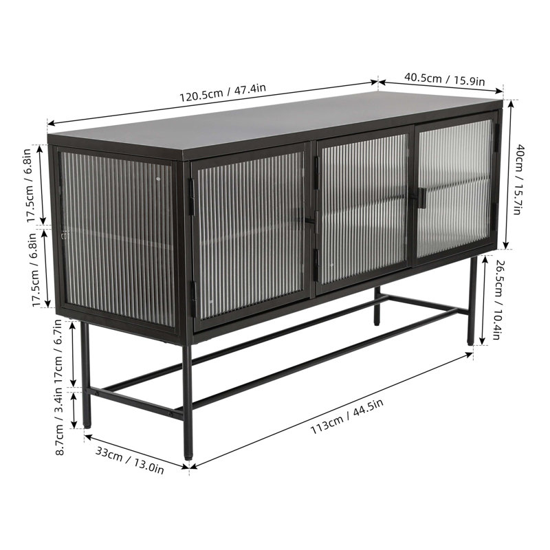 Meuble télé avec armoire de rangement fermée, Noir, Noir