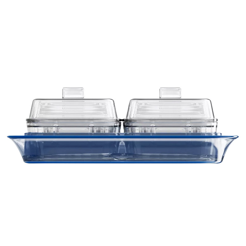 Plateau en acrylique indigo bleu transparent avec couvercles