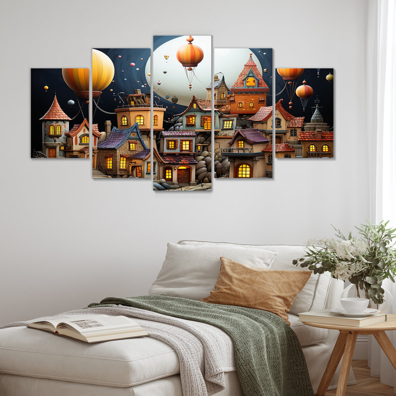  «Fantasy Air Ballon Village III - Montgolfière, ensemble d'art mural multi-panneaux