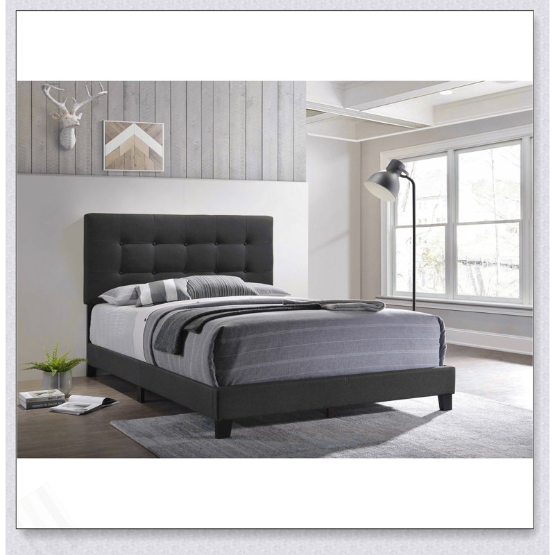 Dordrecht Charcoal Upholstered Eastern King Panel Bed