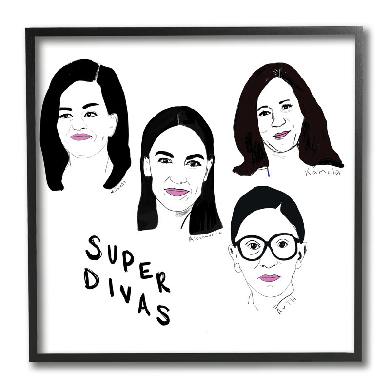 Personnages féminins éminents de la super divas, Giclée encadrée noir minuit, H 12 po x l 12 po x P 1,5 po