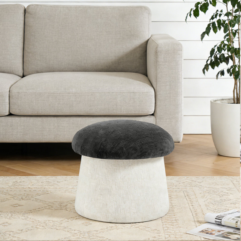 20" Upholstered Chenille Ottoman with Storage, Black