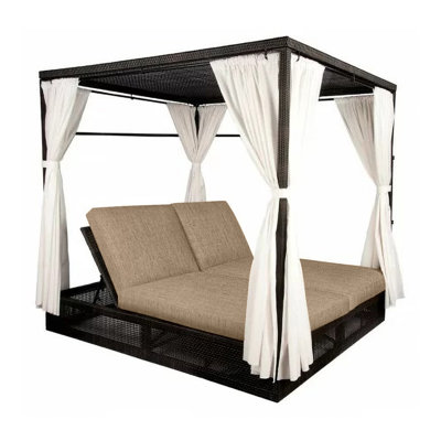 Montecito 74.5'' Wide Premium All-Weather Wicker Patio Daybed with Cushions