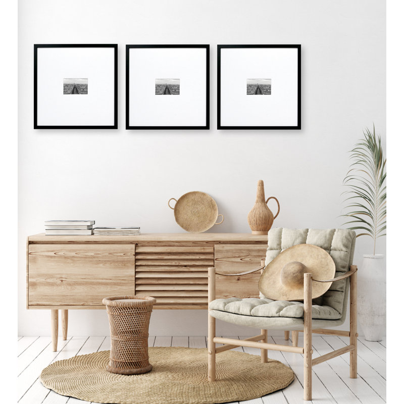 Matte Picture Frame - Set of 6 with Mat, Satin Black